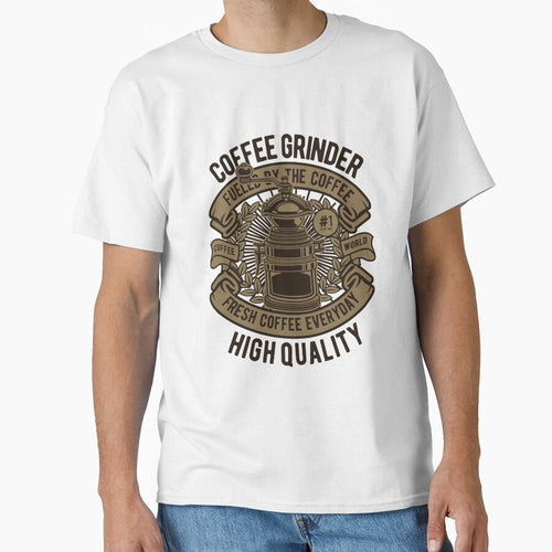 Coffee Grinder Retro Illustration (Grey background) Classic T-Shirt