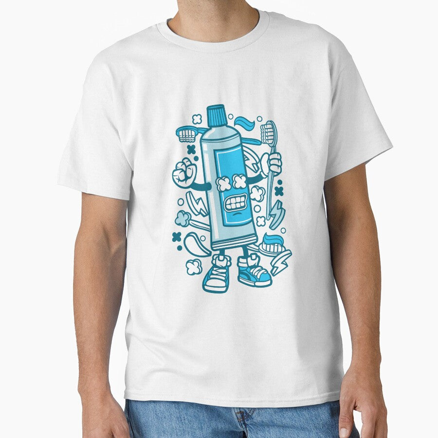 Angry Toothpaste With Hand and Shoes Classic T-Shirt